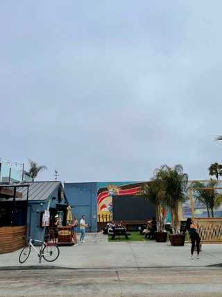 Fun beergarden with games and food at Pacific Beach