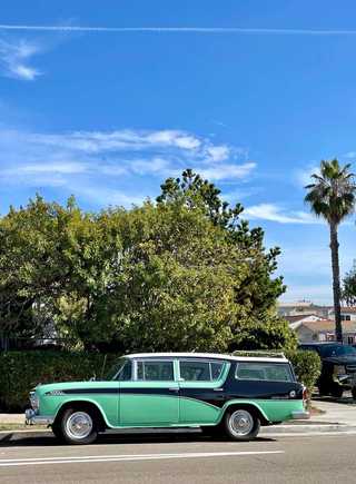 A beautiful vintage car at Pacific Beach