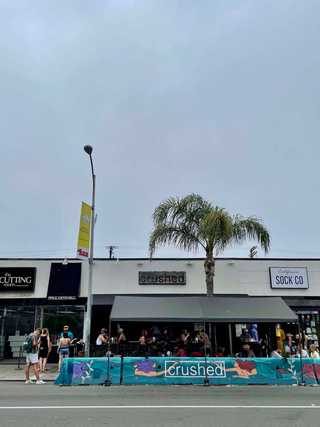 A busy terrace at Pacific Beach