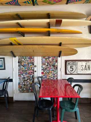 Colourful interiors of a taco shop at Pacific Beach