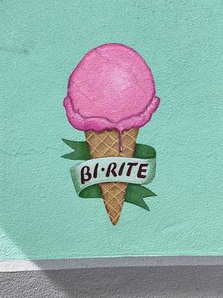 The colourful wall art outside Bi Rite creamery