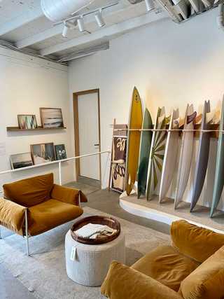 Cosy sofas to chill at Hermosa surf shop at Bird Rock