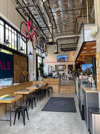 The coffee area at Rapha Seattle