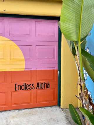 A colourful mural stating Endless Aloha at Pacific Beach