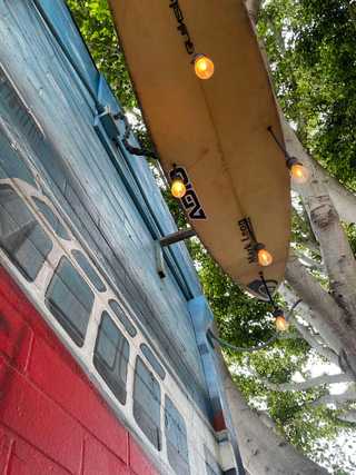Surf themed decorations at Fig Tree Cafe at Pacific Beach