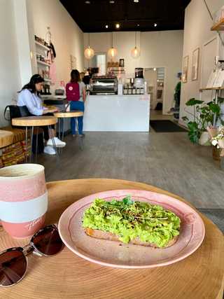 A generous avocado toast at Found Coffee