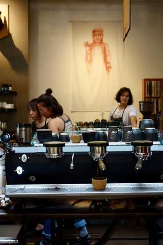 A dark shot of a coffee machine