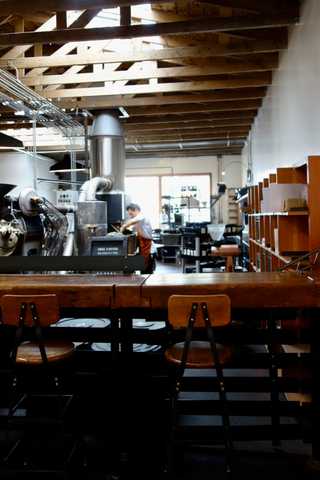 The roasting facilities at the back of Four Barrel Coffee