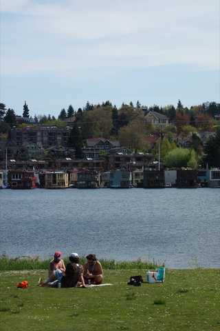 A group of boys having a picnic at Gasworks Park