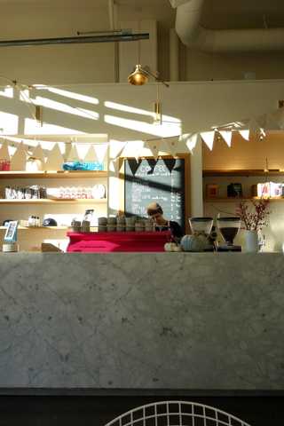The coffee counter bathing in sunlight at General Porpoise