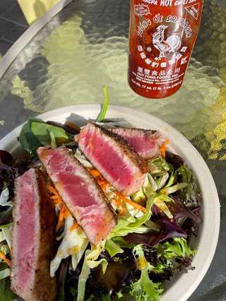 Delicious ahi tuna salad at Leilani's at Pacific Beach
