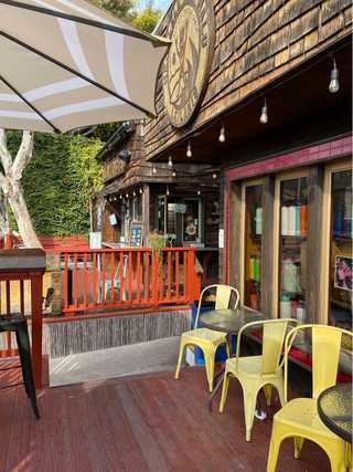 A casual outdoor terrace at Leilani's restaurant at Pacific Beach