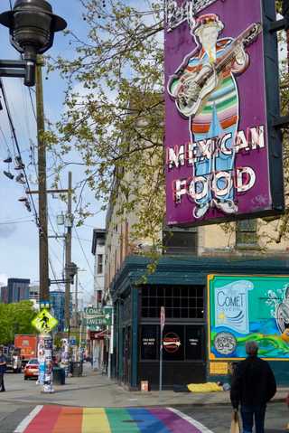 An amalgam of restaurants on Pike Street