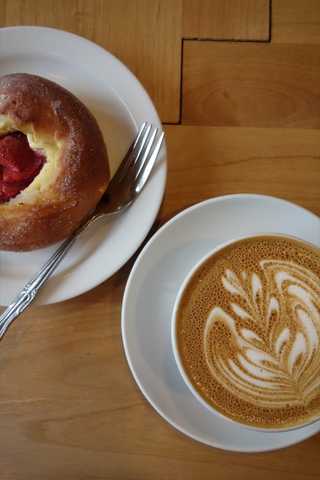 Coffee and straberry brioche