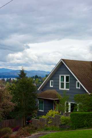Views of the mountains from a residential road