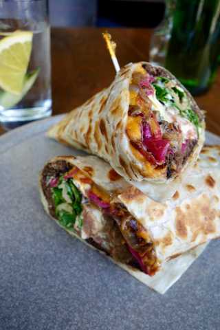 Delicious vegan wrap at Plum Bistro