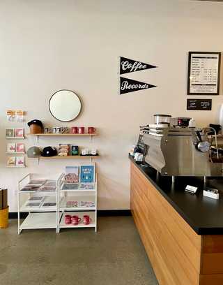 A minimalist coffee counter at Porchlight Coffee