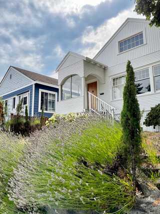 Nostalgic wooden houses surronded by lavander