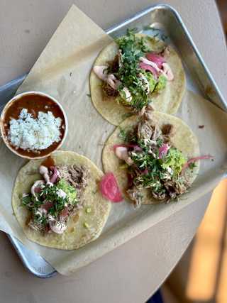 Delicious pork tacos at Rocket Taco