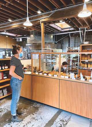 A pastry counter at a local bakery