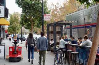 A shot of busy streetlife in Mission