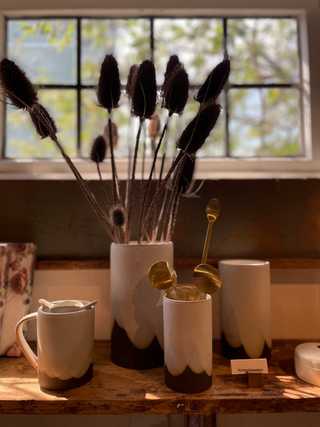 A close up of local pottery