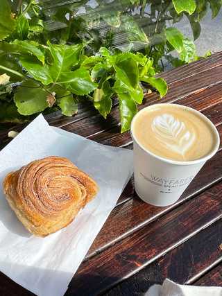 Morning bun and coffee at Wayrarer Bread and Pastry